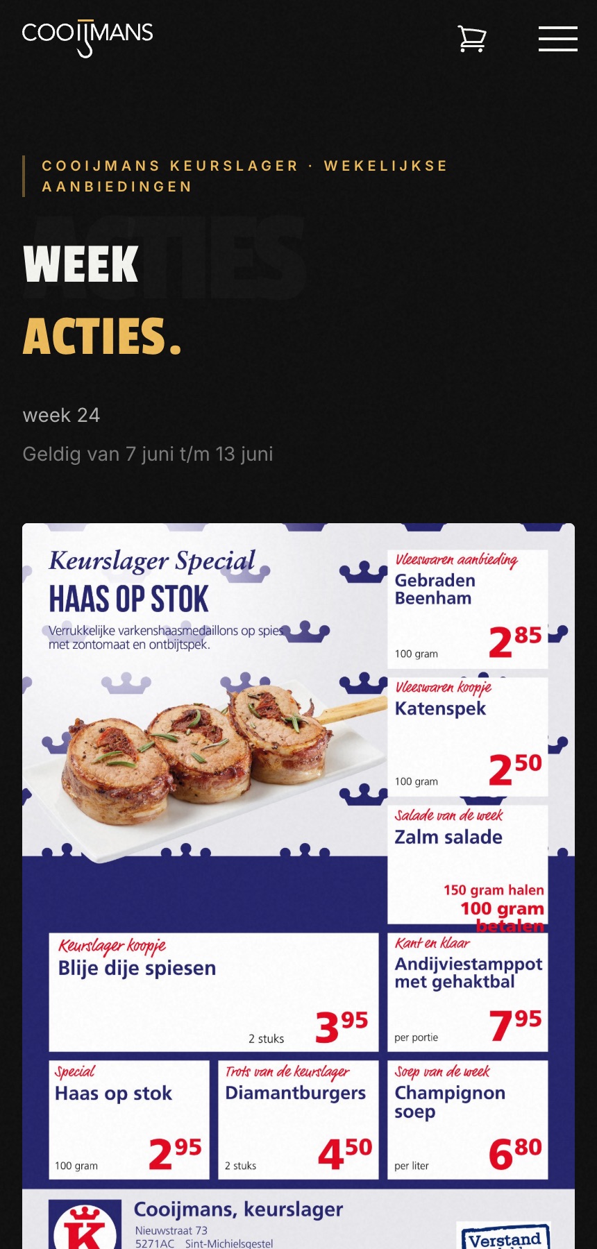 Weekacties van slagerijcooijmans.nl op telefoon