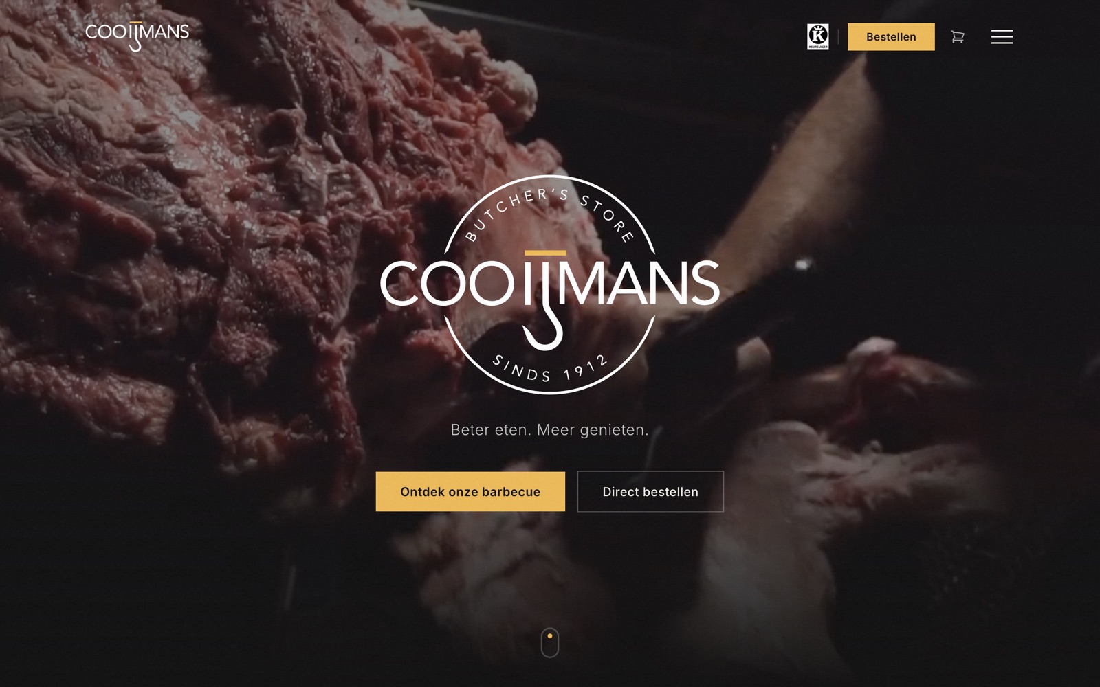 Homepage van de webshop van Slagerij Cooijmans op een telefoon
