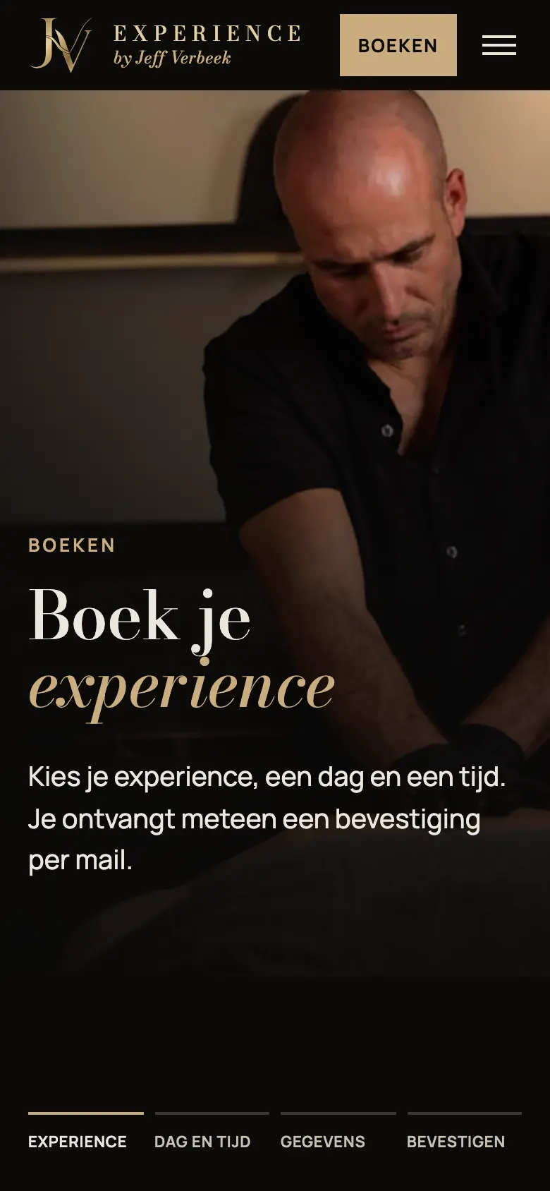 Boekpagina van jvexperience.nl op telefoon