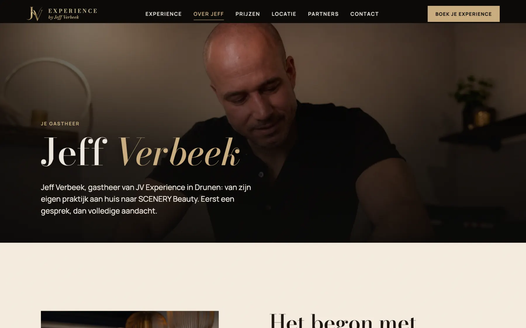 Pagina Over Jeff op desktop