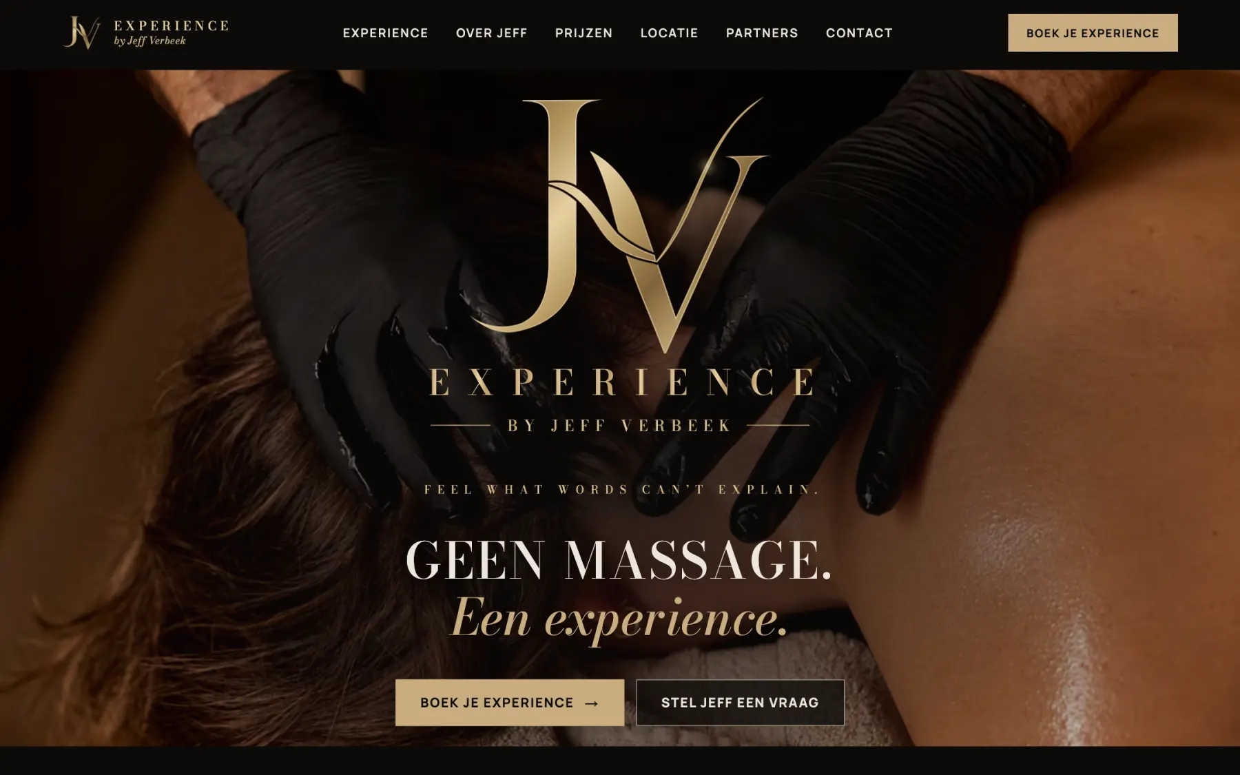 Homepage van jvexperience.nl op desktop