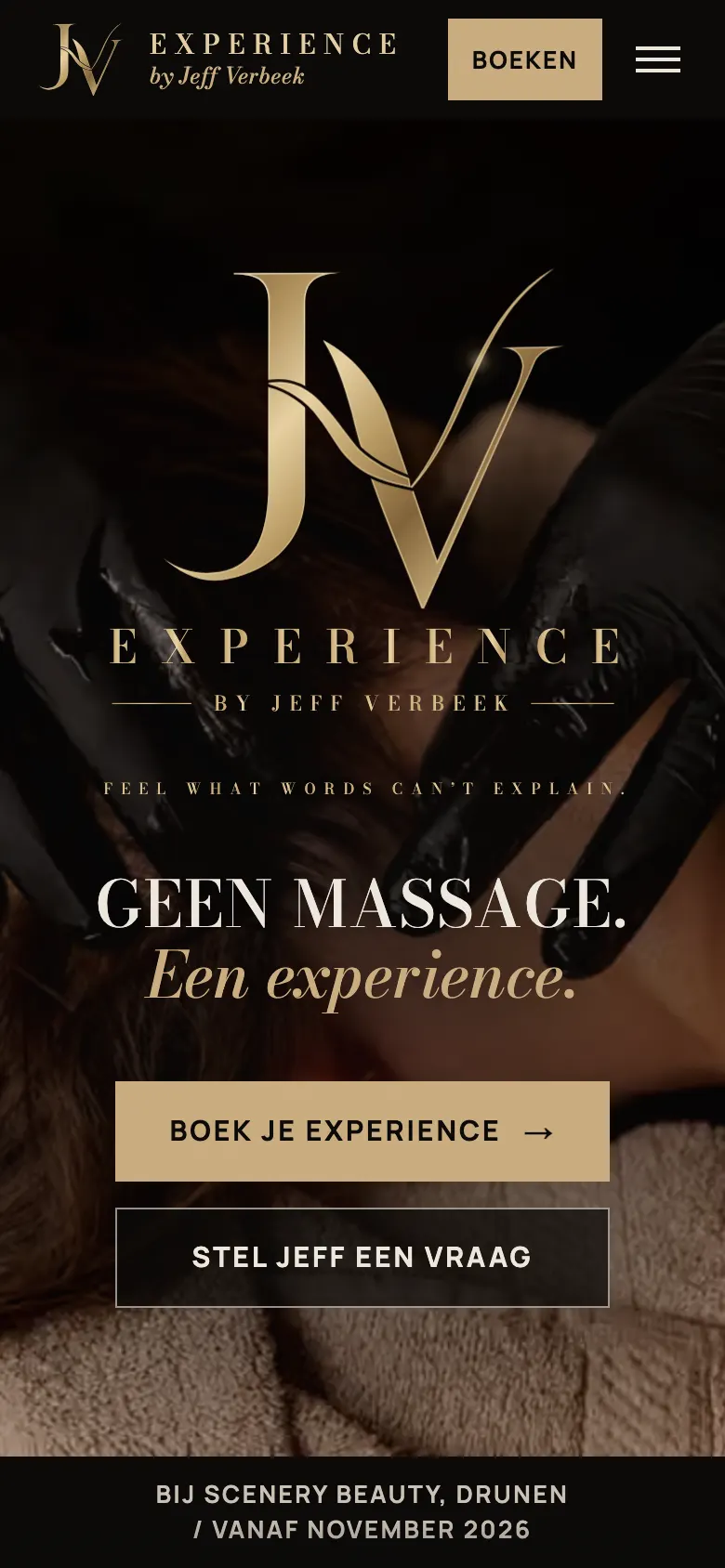 Homepage van jvexperience.nl op telefoon