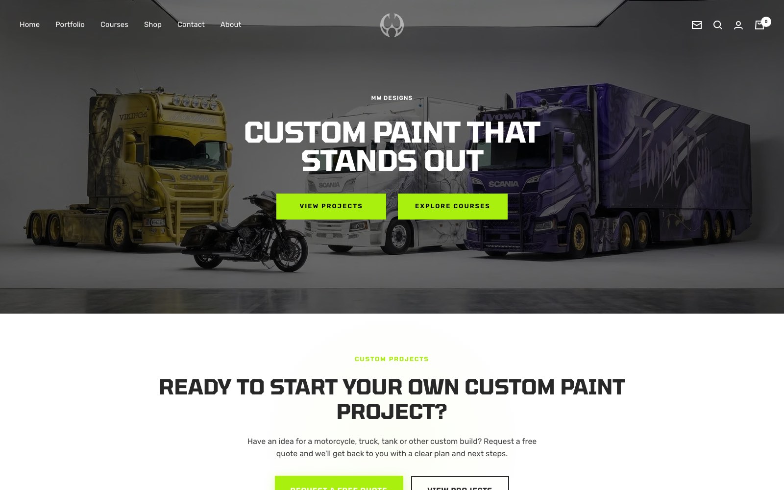Homepage van mwdesigns.nl op desktop