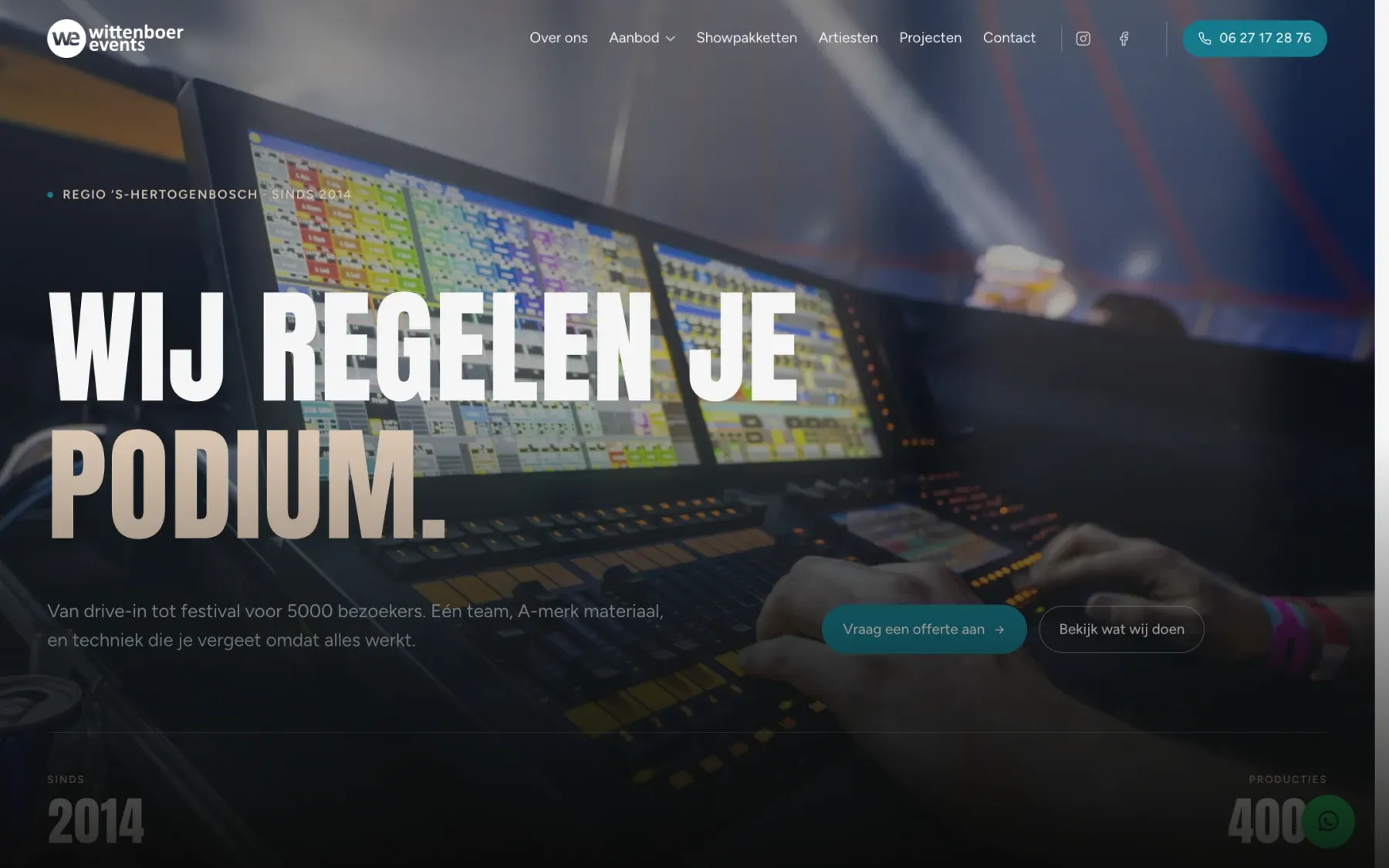 Homepage van wittenboerevents.nl: Wij regelen je podium