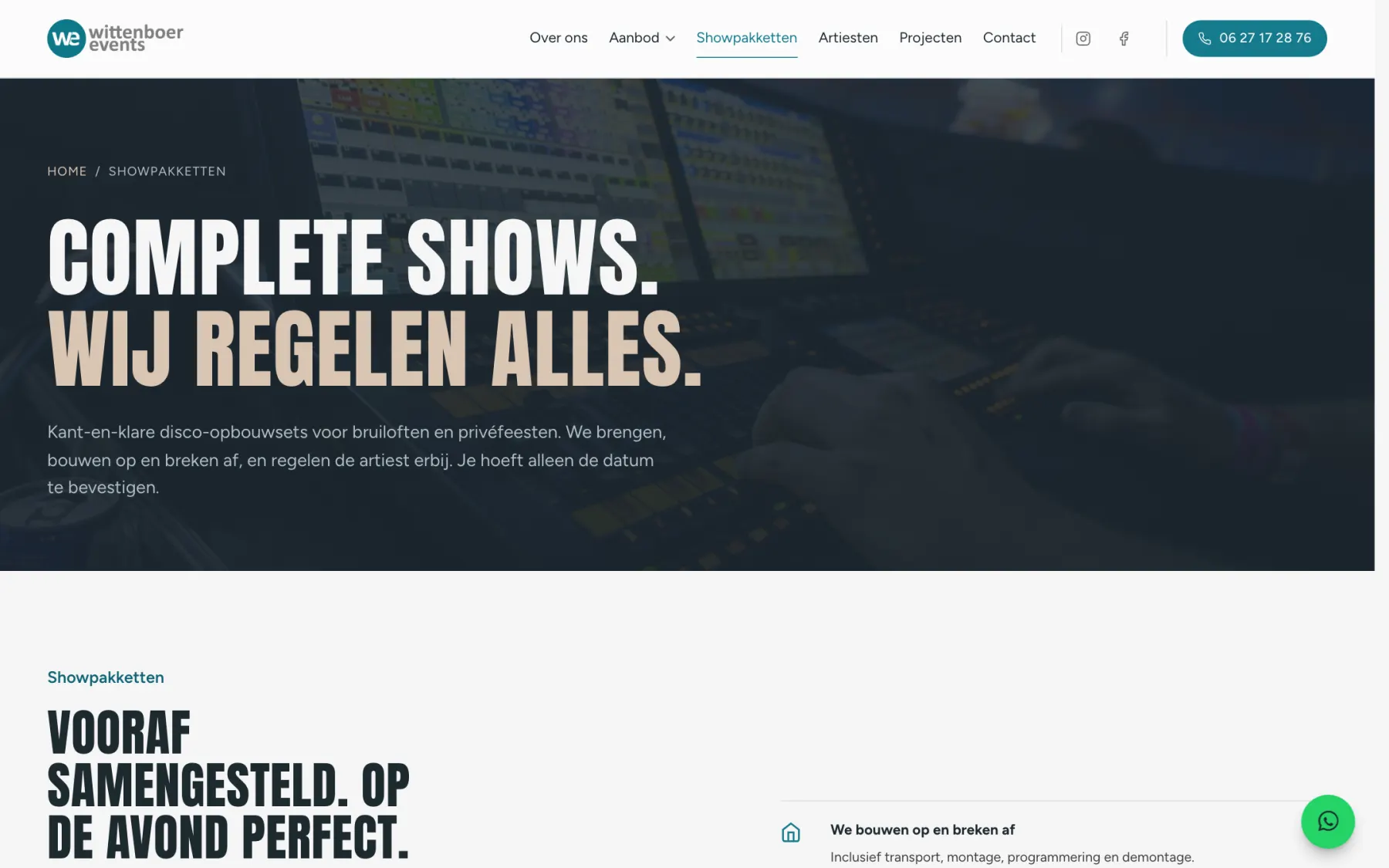 Pagina Showpakketten van wittenboerevents.nl