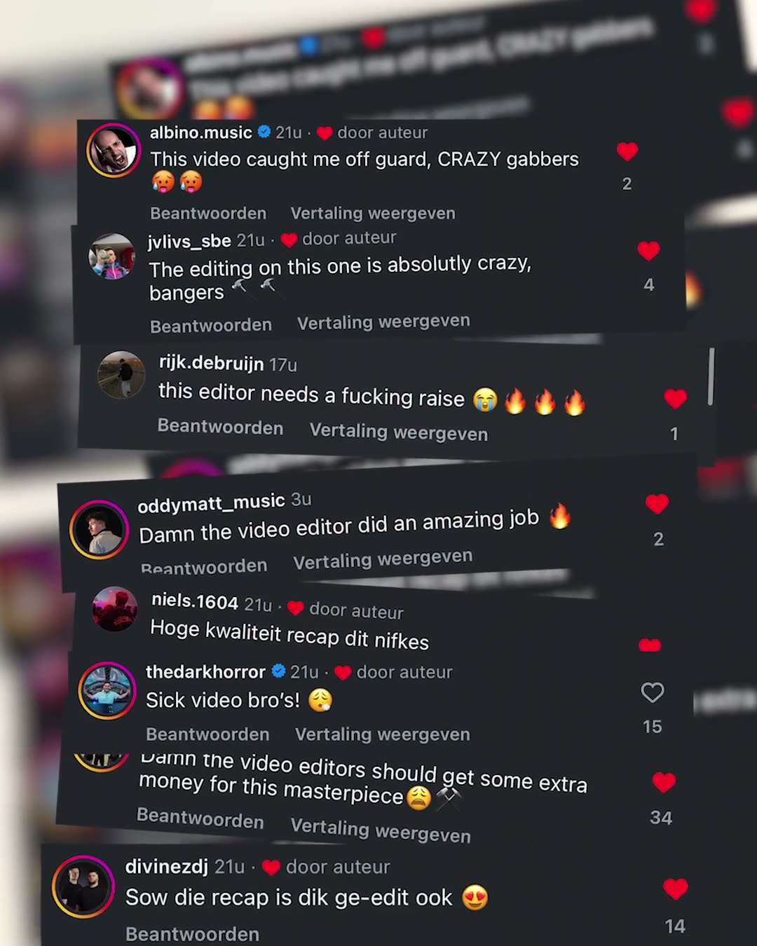 Echte Instagram-reacties onder de festivalrecap van Dual Damage