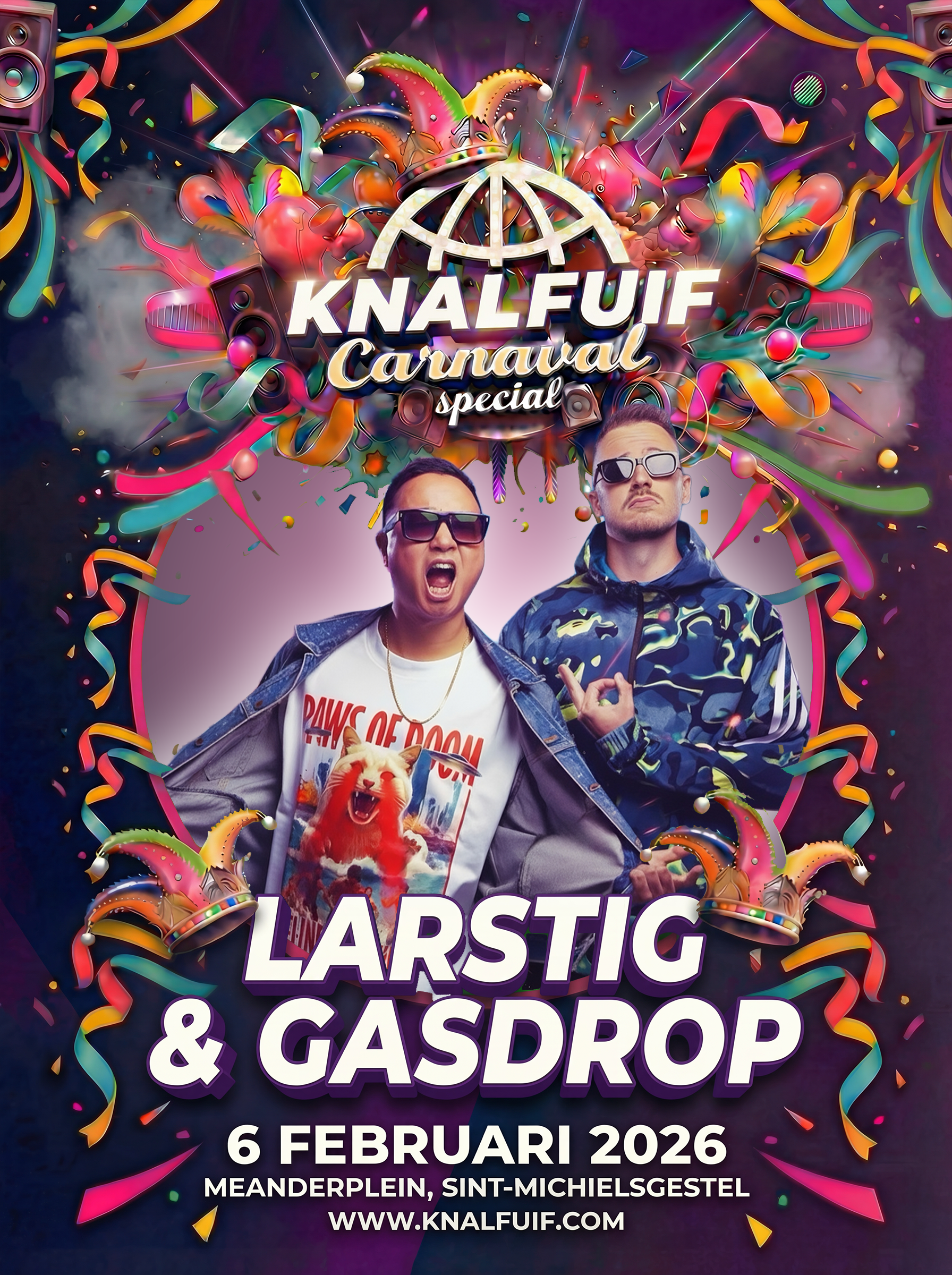 Larstig & Gasdrop aankondigingsposter